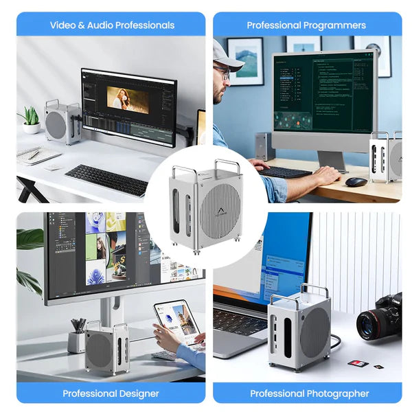 Acasis Mac mini M4 Workstation 8-in-1 Dual SSD 40Gbps Dock Hub