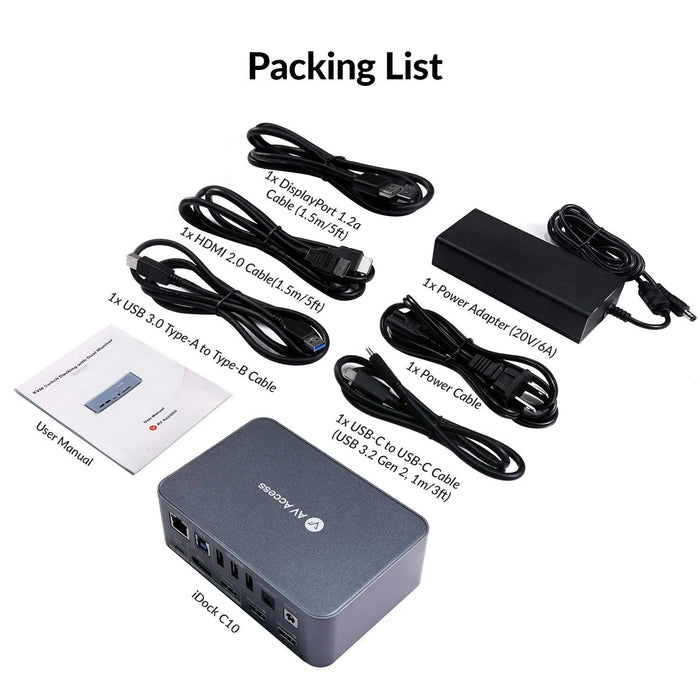iDock C10 USB-C KVM Switch with Docking Station For Desktop and Laptop AV Access