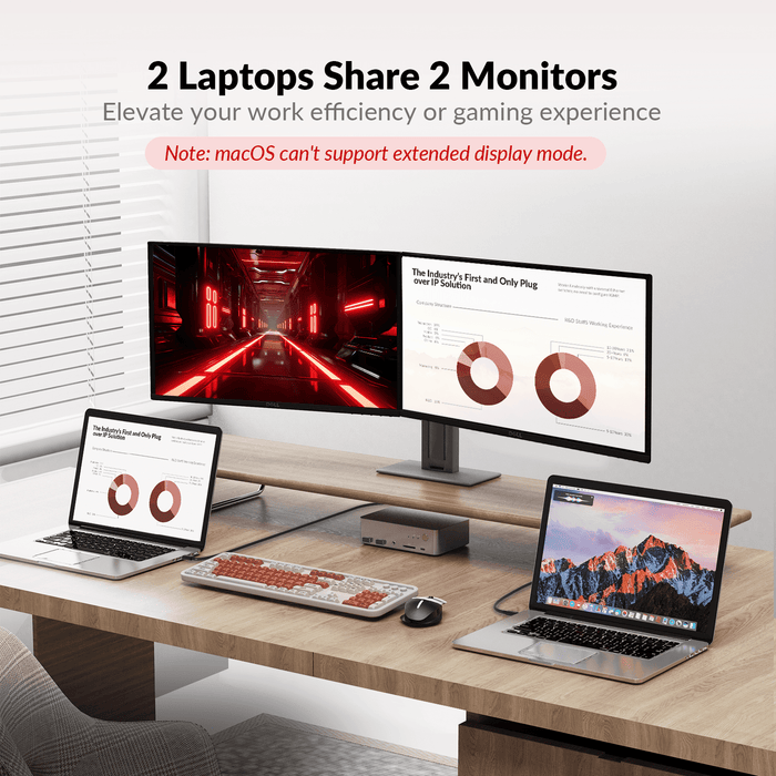 iDock C20 USB-C KVM Switch with Docking Station For 2 Laptops AV Access