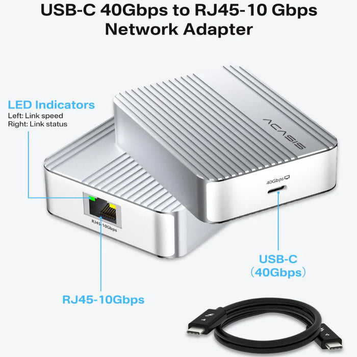 Acasis USB4 to 10 Gigabit Ethernet Adapter Compatible with Thunderbolt 5/4/3