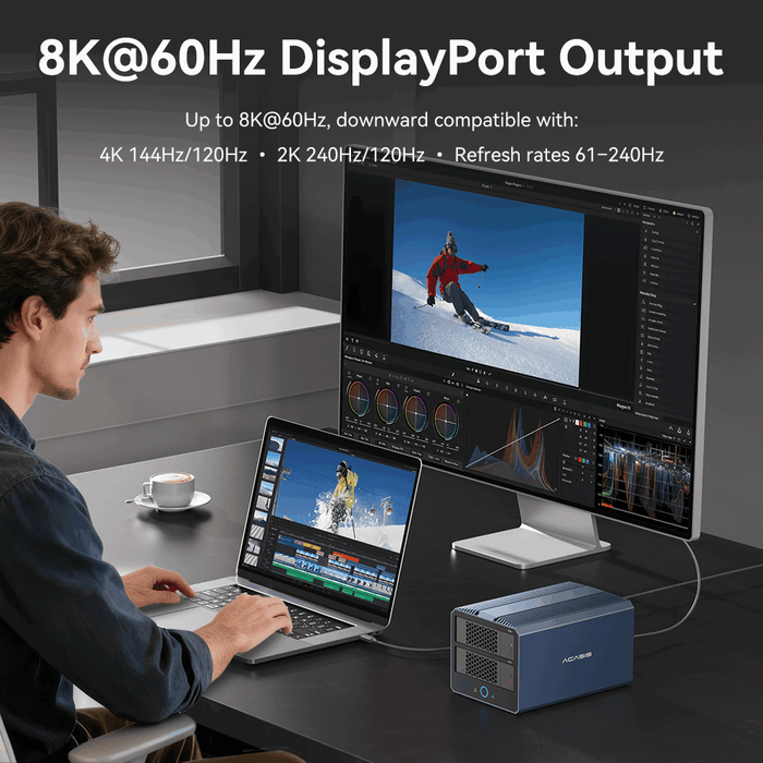 Acasis 40Gbps 4-Bay Hybrid HDD & NVMe Enclosure (2 HDD + 2 SSD)