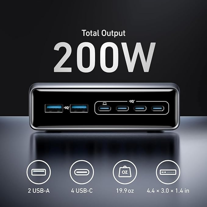 Anker Prime Charger (200W, 6 Ports, GaN)