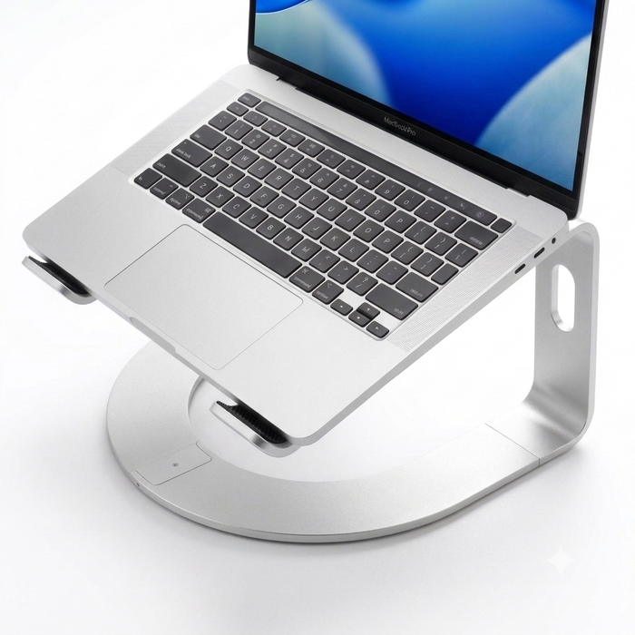 Curved Metal Desk Stand for Laptops - Silver Macfixit Australia