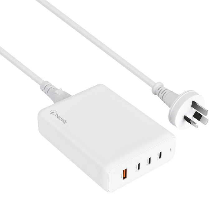 Bonelk 240W Multi-Port Desktop Charger, 3 x USB-C / 1 x USB-A (White)