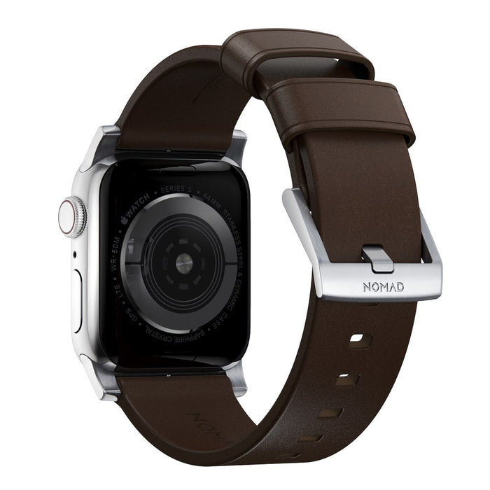 NOMAD Modern Band – Brown Horween Leather (Silver Hardware) | Apple Watch (44–46mm / Ultra)