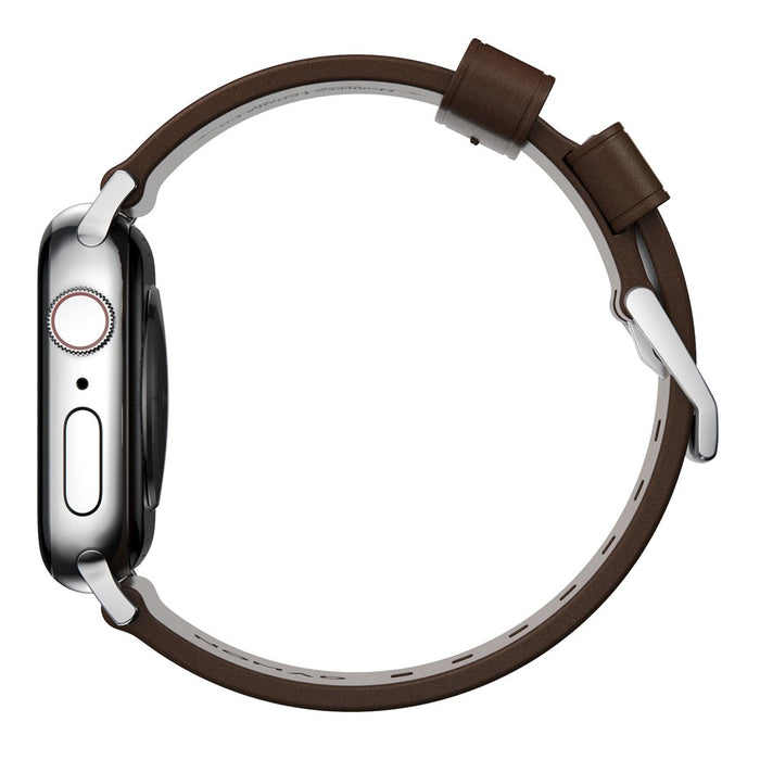 NOMAD Modern Band – Brown Horween Leather (Silver Hardware) | Apple Watch (44–46mm / Ultra)
