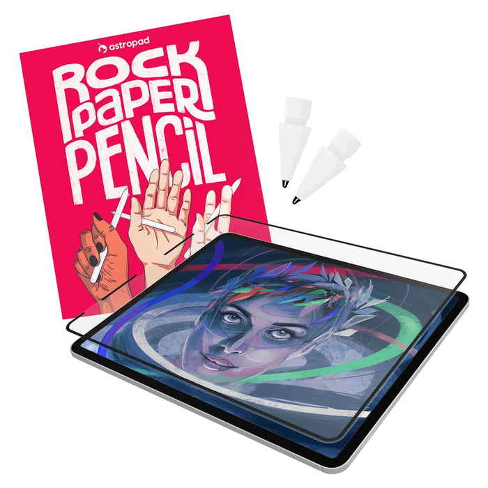 Rock Paper Pencil — iPad Paper Screen Protector + Apple Pencil Tips for iPad 10.2” (2019 2020 2021) or iPad (7th, 8th, 9th Gen)