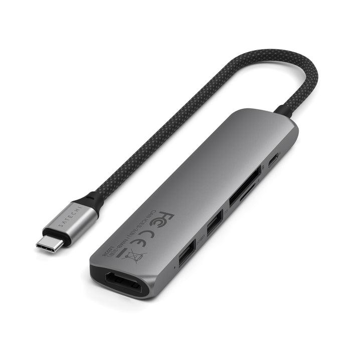 Satechi 7-In-1 USB-C Slim Multiport Adapter (Space Grey)