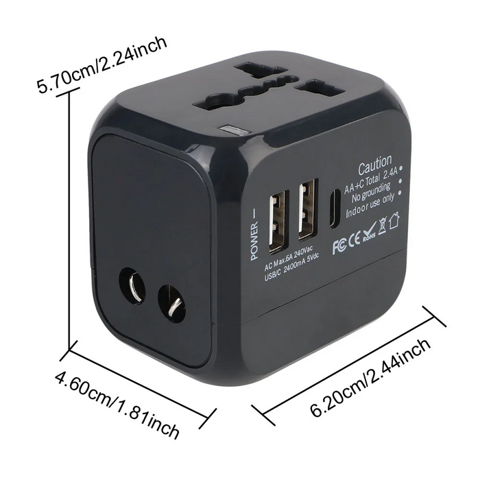 Universal Travel Adapter with Dual USB and USB-C port