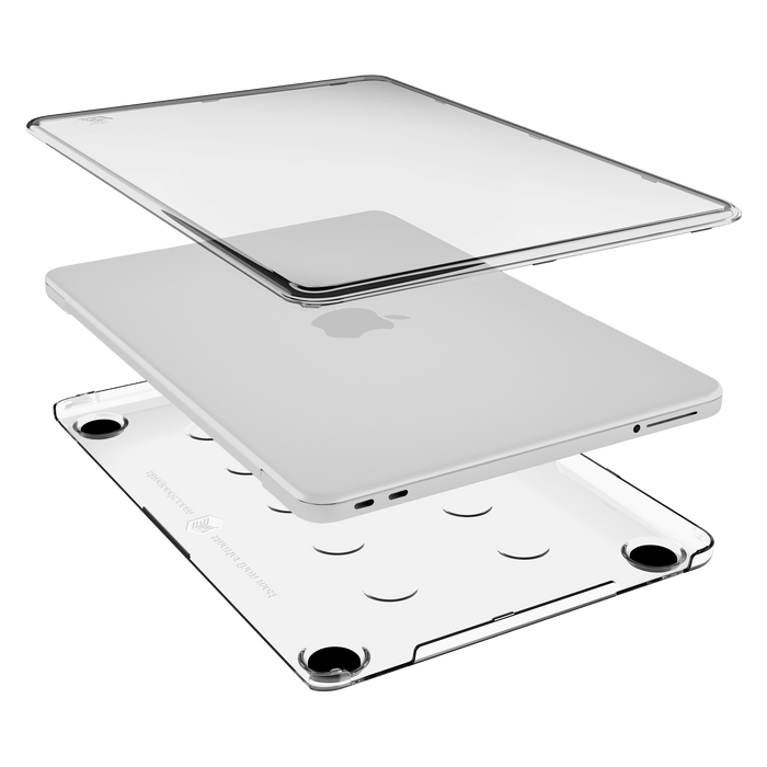STM Studio Case for MacBook Neo - Clear, exploded view