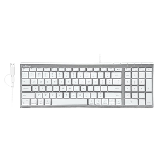 Macally Wired USB Keyboard for Mac - Ultra-Slim Full-Size with Numeric Keypad - Silver Macfixit Australia