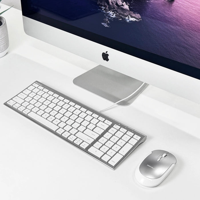 Macally Wired USB Keyboard for Mac - Ultra-Slim Full-Size with Numeric Keypad - Silver Macfixit Australia