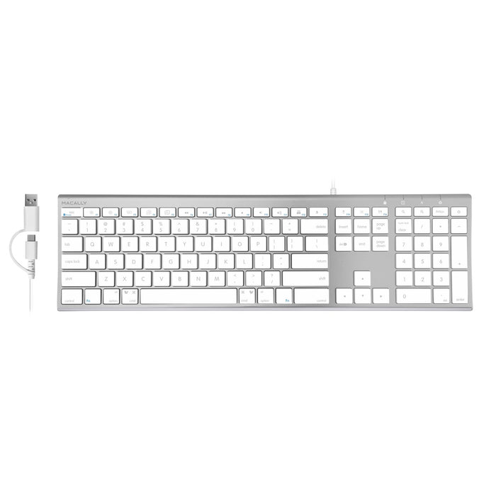Macally Everyday Premium USB A + C Keyboard for Mac (Aluminum)