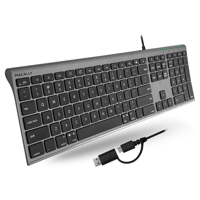 Macally Everyday Premium USB A + C Keyboard for Mac (Space Gray)