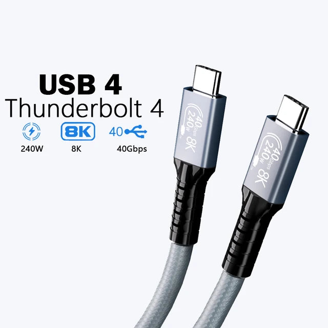 Thunderbolt 4 Cable (USB4, 40Gbps, 240W) - 0.5m