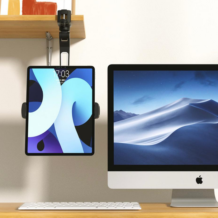 Universal Tablet Mount – Aluminum Long Arm 360° iPad Holder (Black)