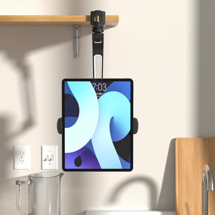 Universal Tablet Mount – Aluminum Long Arm 360° iPad Holder (Black)