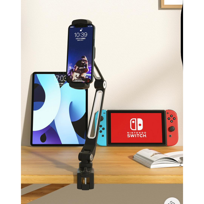 Universal Tablet Mount – Aluminum Long Arm 360° iPad Holder (Black)