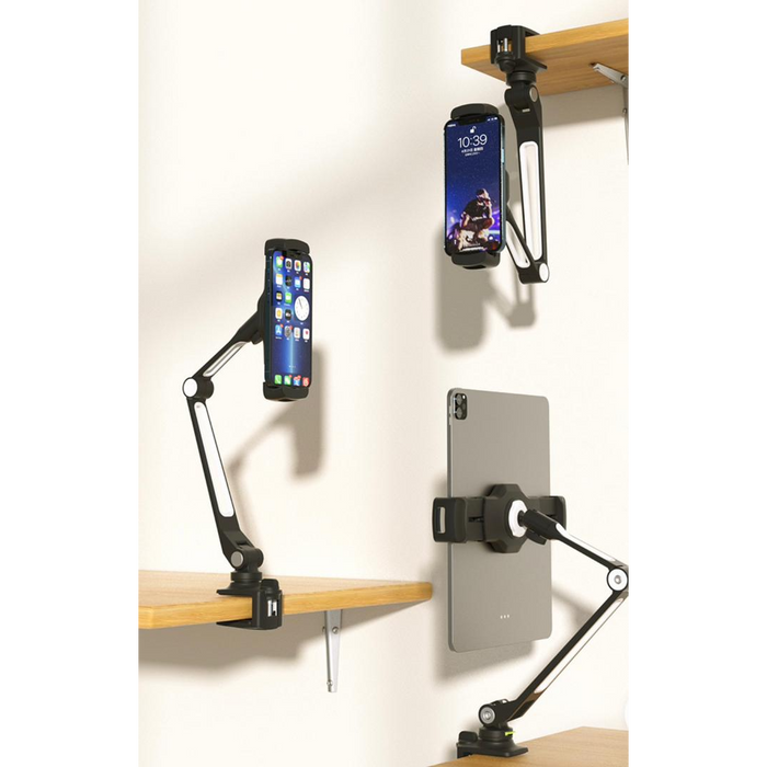 Universal Tablet Mount – Aluminum Long Arm 360° iPad Holder (Black)