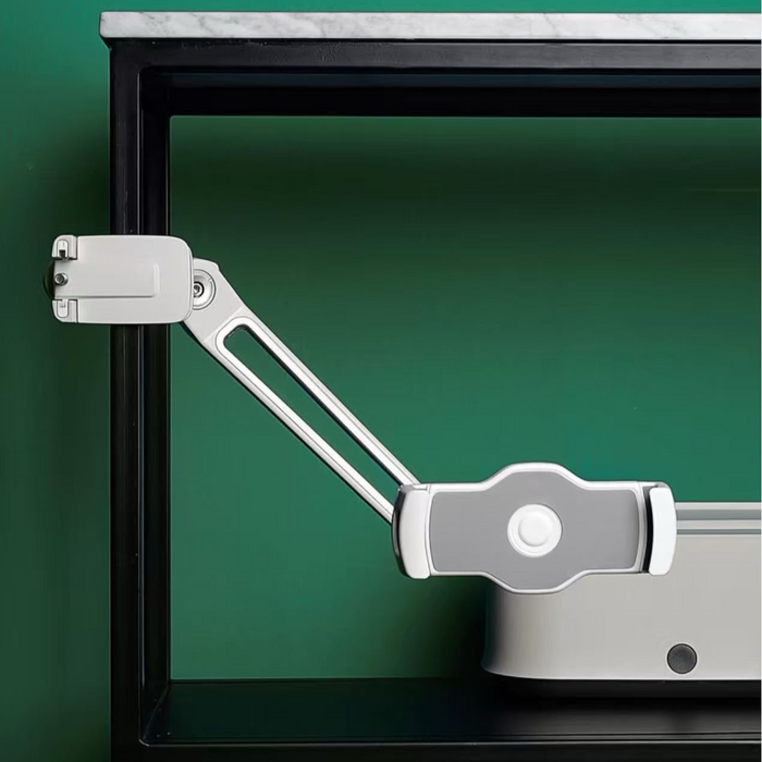 Universal Tablet Mount – Aluminum Long Arm 360° iPad Holder (White)