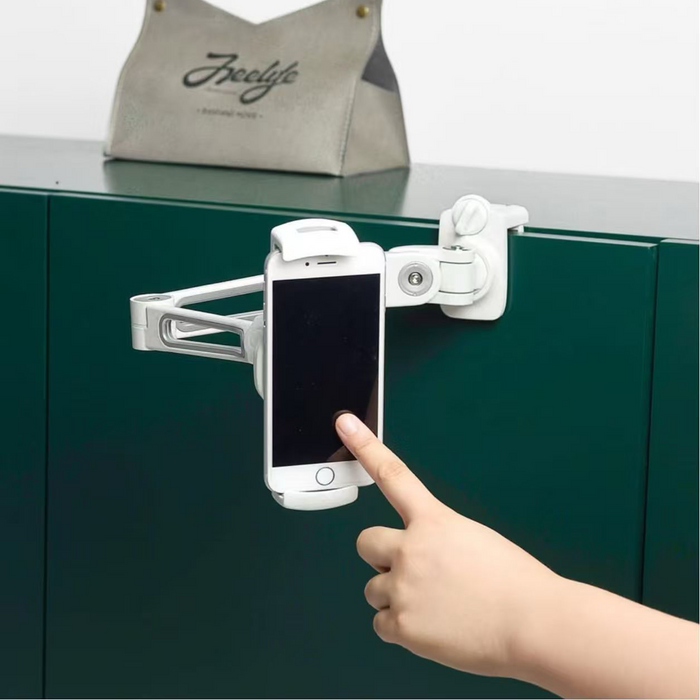 Universal Tablet Mount – Aluminum Long Arm 360° iPad Holder (White)