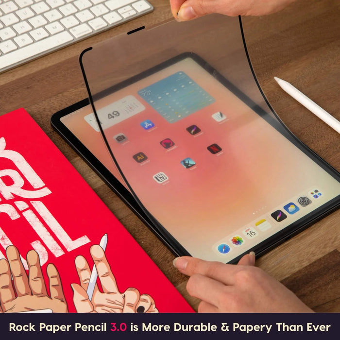 Rock Paper Pencil — iPad Paper Screen Protector + Apple Pencil Tips for iPad 10.2” (2019 2020 2021) or iPad (7th, 8th, 9th Gen)