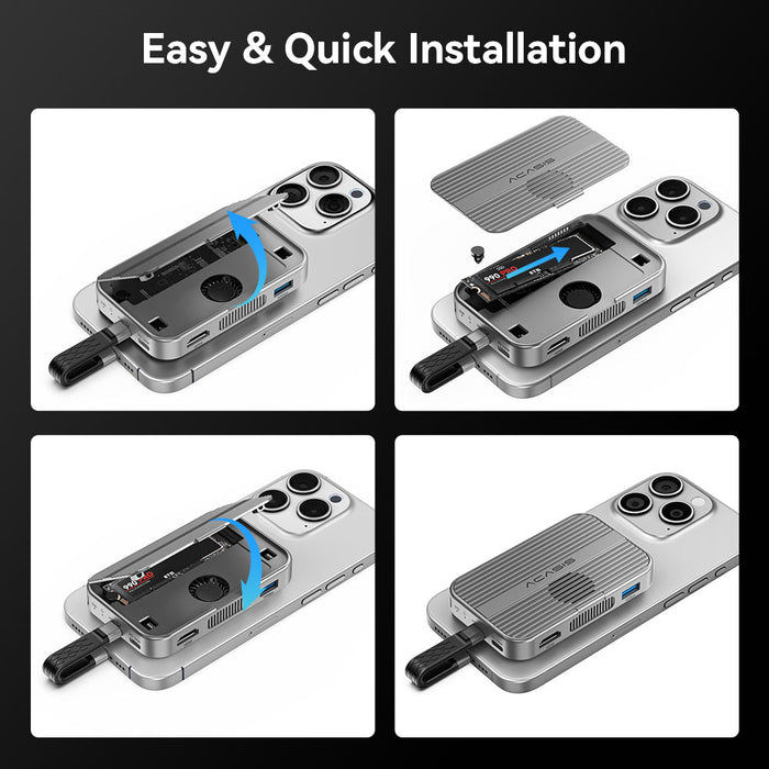 Acasis 10Gbps Magnetic Docking Station & SSD Enclosure for iPhone 15 and later models - Macfixit Australia