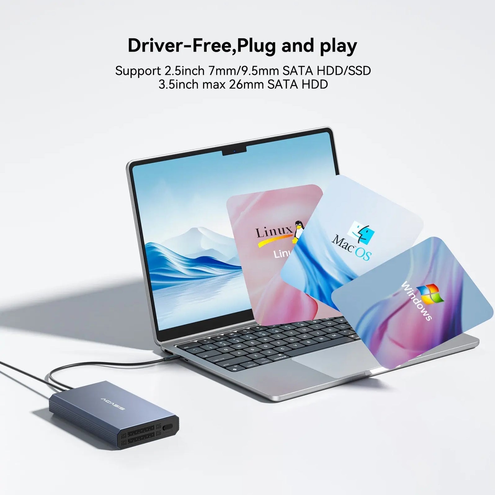 Acasis 10Gbps USB 3.2 Gen 2 SATA Hard Drive Enclosure (3.5” & 2.5” HDD ...