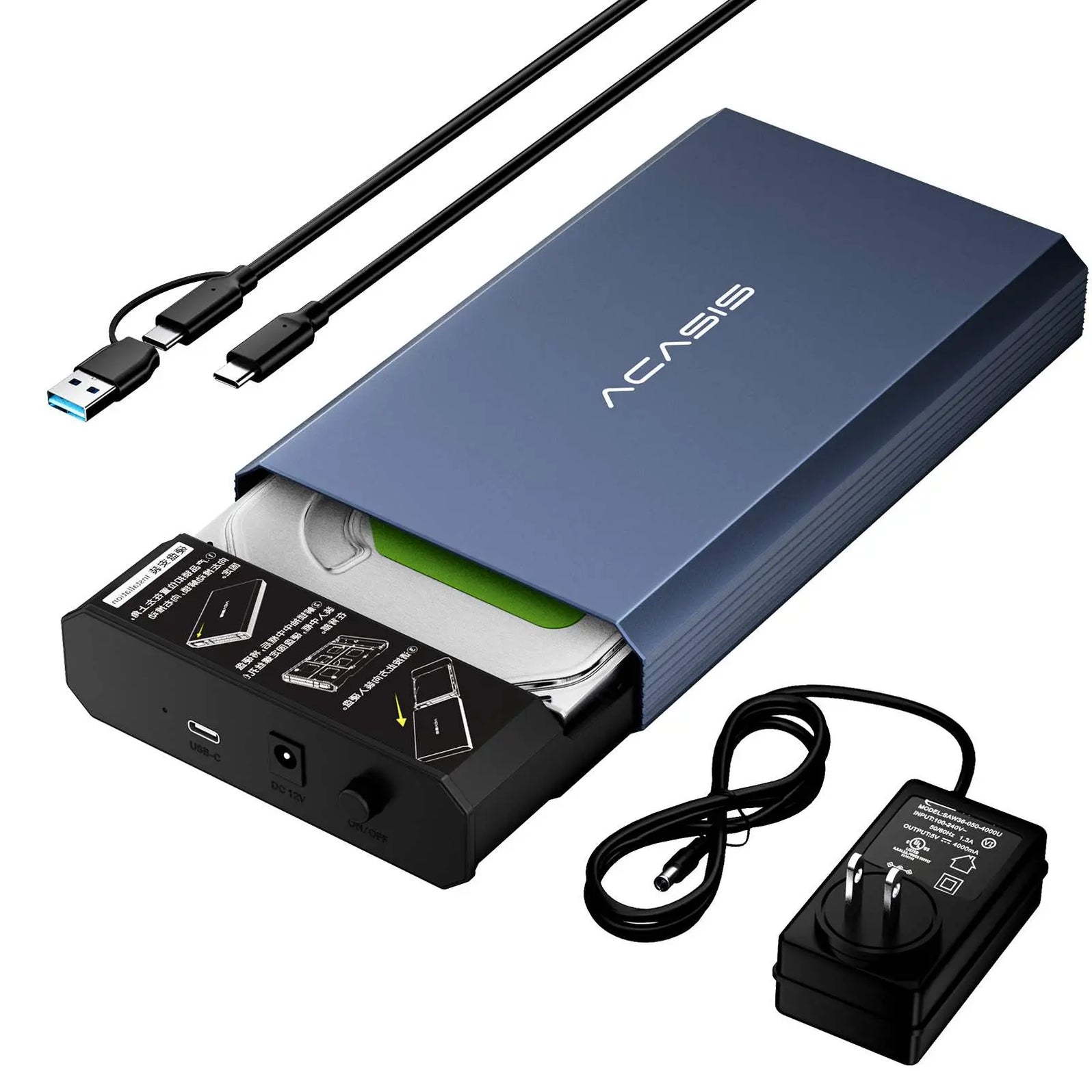 Acasis 10Gbps USB 3.2 Gen 2 SATA Hard Drive Enclosure (3.5” & 2.5” HDD ...
