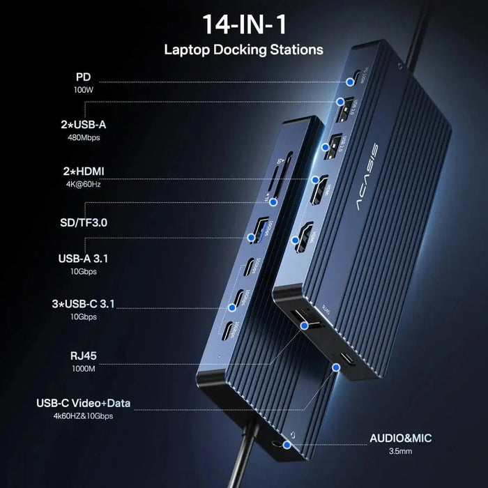 Acasis 14 Ports USB - C Docking Station - Macfixit Australia