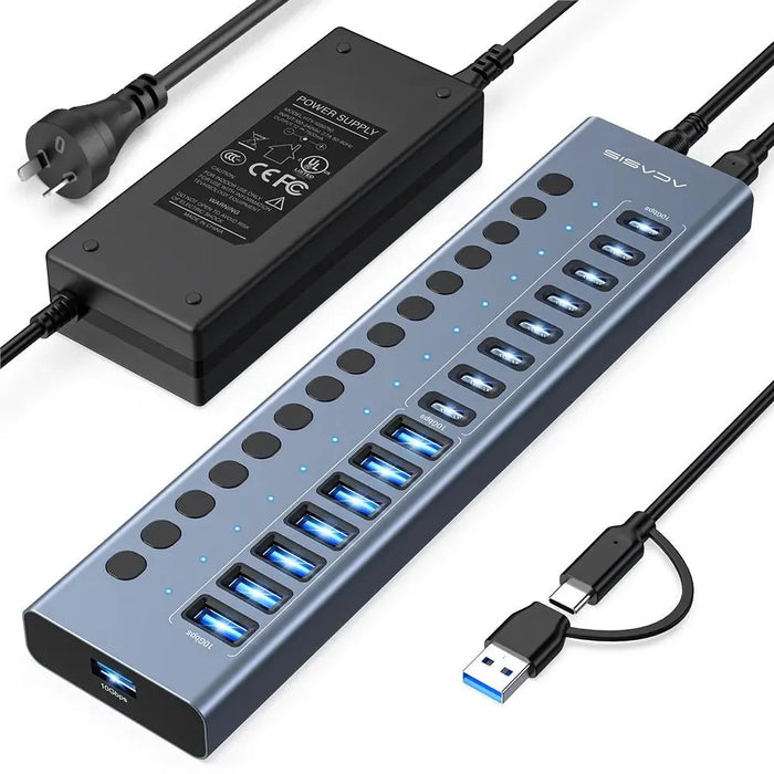 Acasis 16 - Port 10Gbps USB 3.2 Powered Hub - Macfixit Australia