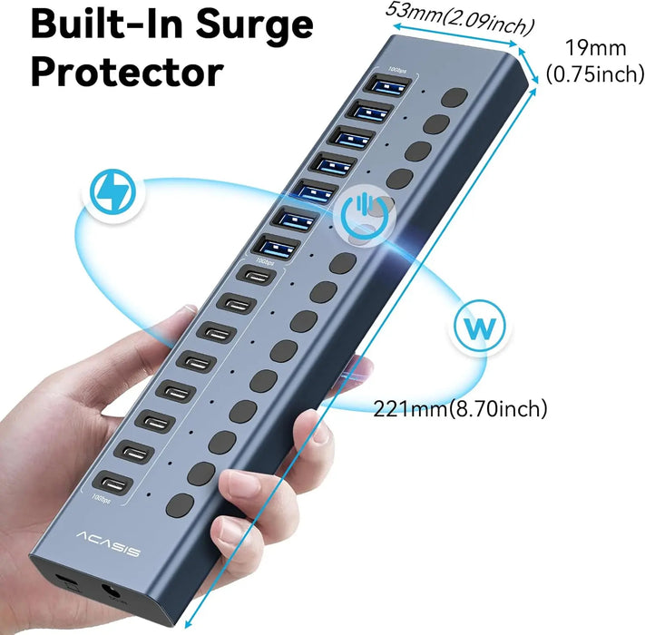 Acasis 16 - Port 10Gbps USB 3.2 Powered Hub - Macfixit Australia