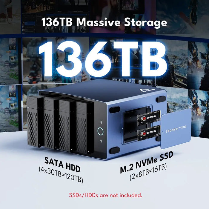 Acasis 40Gbps 6 - Bay Hybrid HDD & NVMe Enclosure (4 HDD + 2 NVMe SSD) - Macfixit Australia