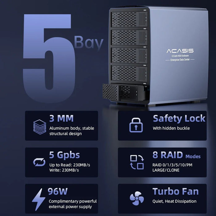 Acasis 5 - Bay USB - C Enclosure with Hardware RAID - Macfixit Australia