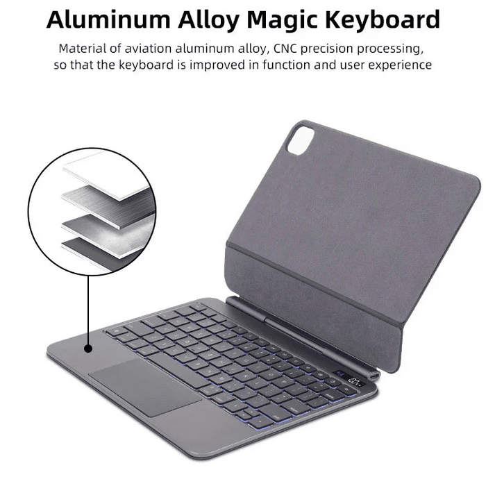 Aluminium Magic Style Keyboard Case for iPad Pro 12.9" (2018–2022) & iPad Air 13" - Wireless Folio Stand - Macfixit Australia