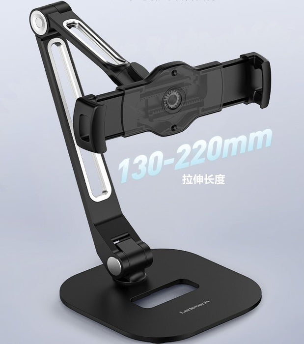 Aluminum Tablet & Phone Stand with Base – Folding 360° Swivel Holder for 5–12.9" Devices - Black - Macfixit Australia