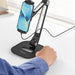 Aluminum Tablet & Phone Stand with Base – Folding 360° Swivel Holder for 5–12.9" Devices - Black - Macfixit Australia