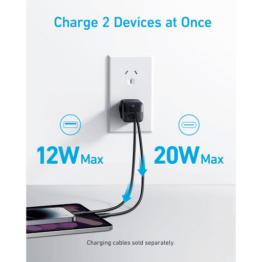 Anker 33W 2-Port Compact USB Wall Charger, Black - Macfixit Australia