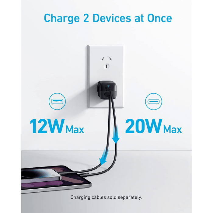 Anker 33W 2-Port Compact USB Wall Charger, Black - Macfixit Australia