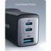 Anker 65W 3 - Port Wall Charger Black - Macfixit Australia
