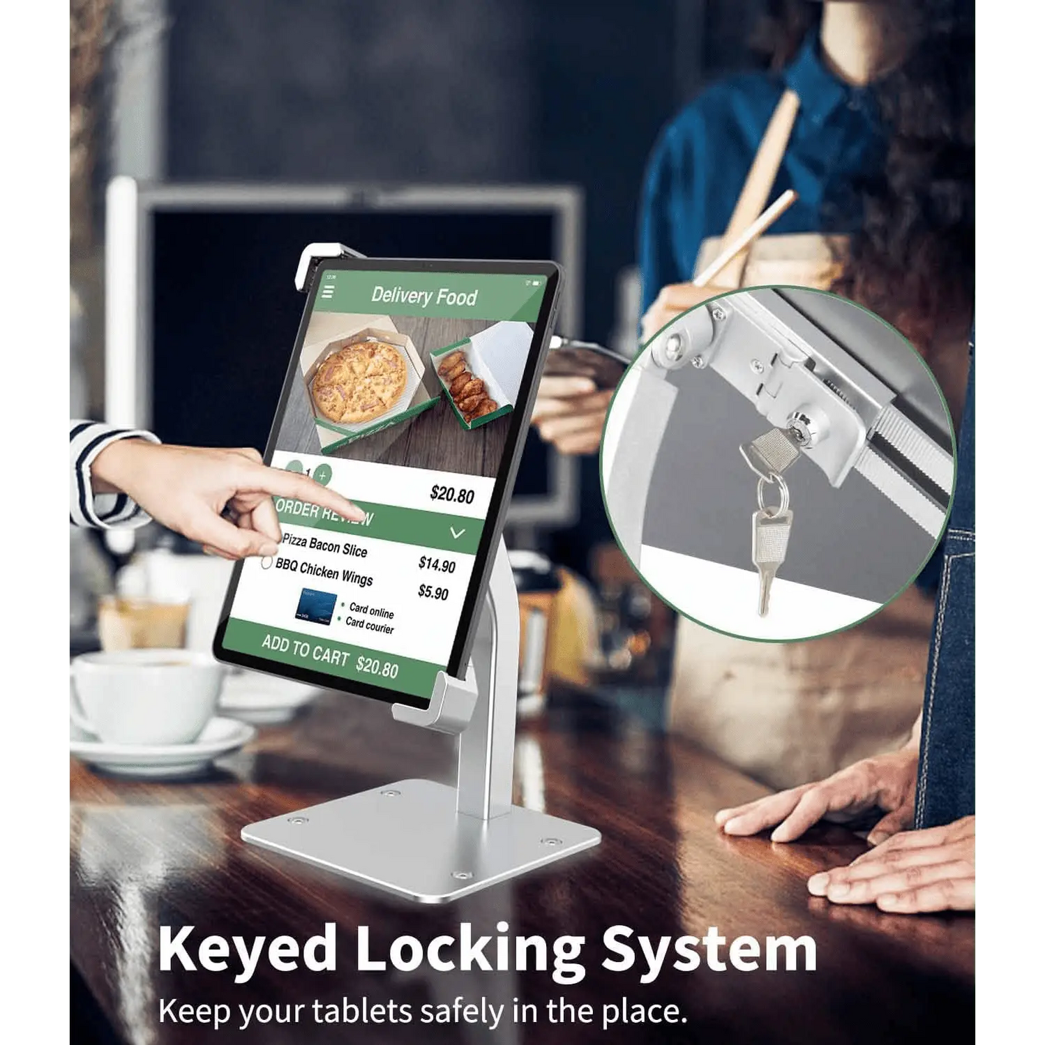 Anti-Theft Tablet Stand with Lock for 9–14” iPads & Tablets – Desk ...