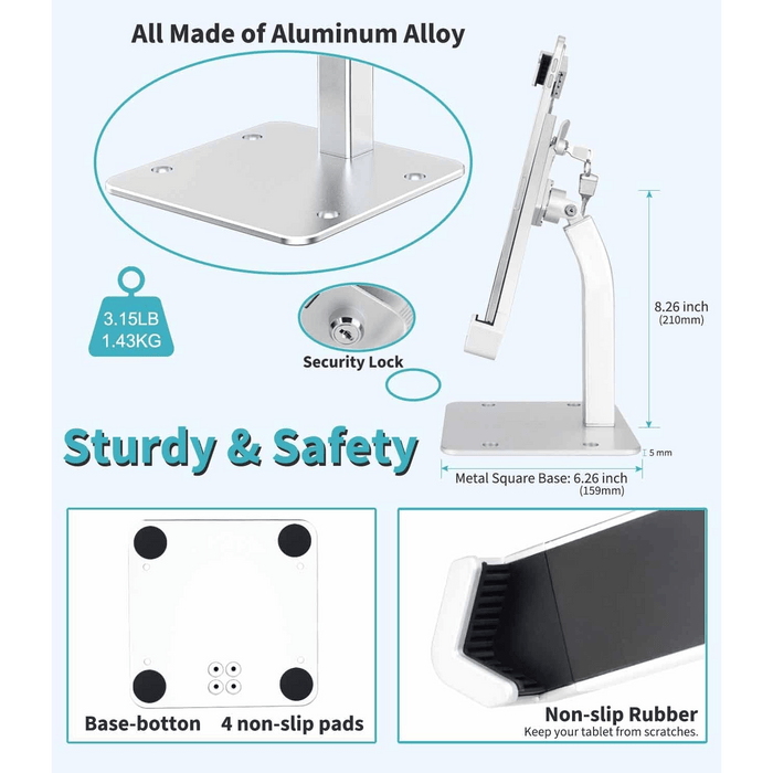 Anti - Theft Tablet Stand with Lock for 9–14” iPads & Tablets – Desk Mount - Macfixit Australia
