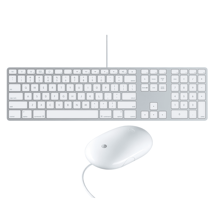 Apple USB Wired Keyboard with Numeric Keypad + Apple Mighty Mouse Combo - Macfixit Australia