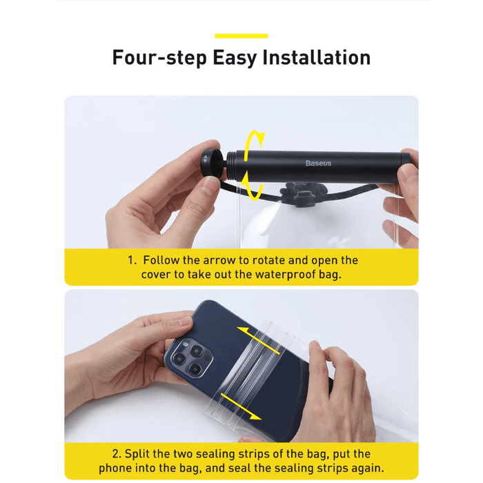 Baseus AquaGlide Waterproof Phone Pouch with Cylindrical Slide Lock - White - Macfixit Australia
