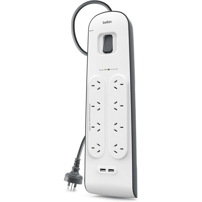 Belkin 8-Outlet Surge Protection Strip with 2 USB Ports - Macfixit Australia