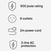 Belkin 8-Outlet Surge Protection Strip with 2 USB Ports - Macfixit Australia