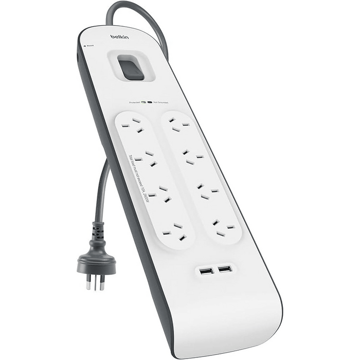 Belkin 8-Outlet Surge Protection Strip with 2 USB Ports - Macfixit Australia
