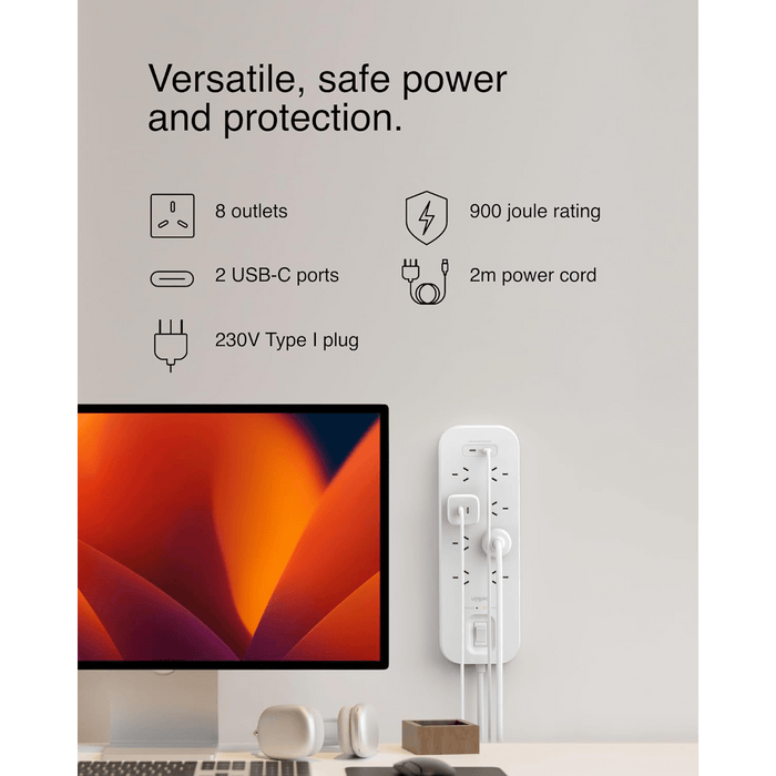 Belkin Connect 8 - Outlet Surge Protector with Dual USB - C 30W, 2M Power Cord - Macfixit Australia