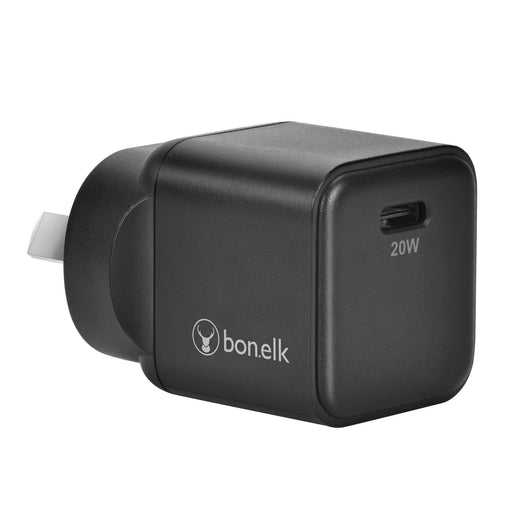 Bonelk 20W PD USB - C GaN Wall Charger + Easy Grip Cable - Black - Macfixit Australia