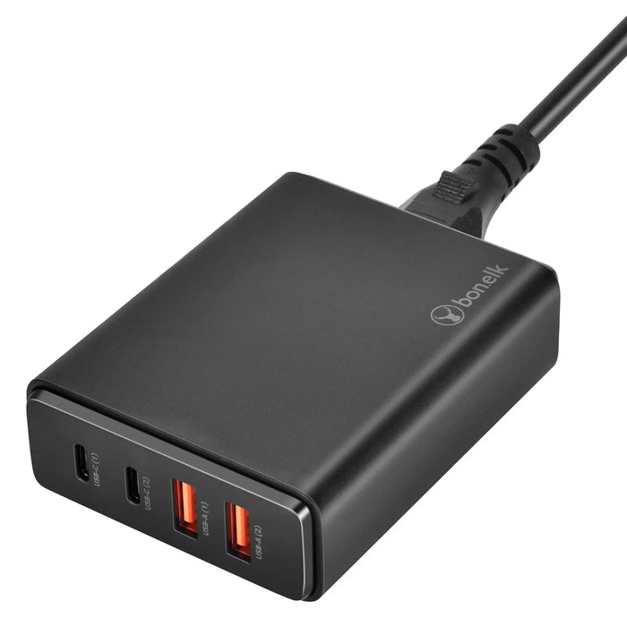 Bonelk Desktop Charger, 2 x USB - C / 2 x USB - A, 65W (Black) - Macfixit Australia